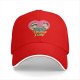 Black baseball cap with Trash Love raccoon and opossum heart graphic