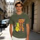Olive green t-shirt with pear pi pie graphic design