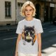 Olive T-Shirt Featuring Black Maneki-neko Cat Eating Ramen