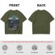 Olive T-shirt with two warriors standing in water holding swords