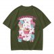 Olive T-Shirt With Cute Dinosaur Ice Cream Graphic Print