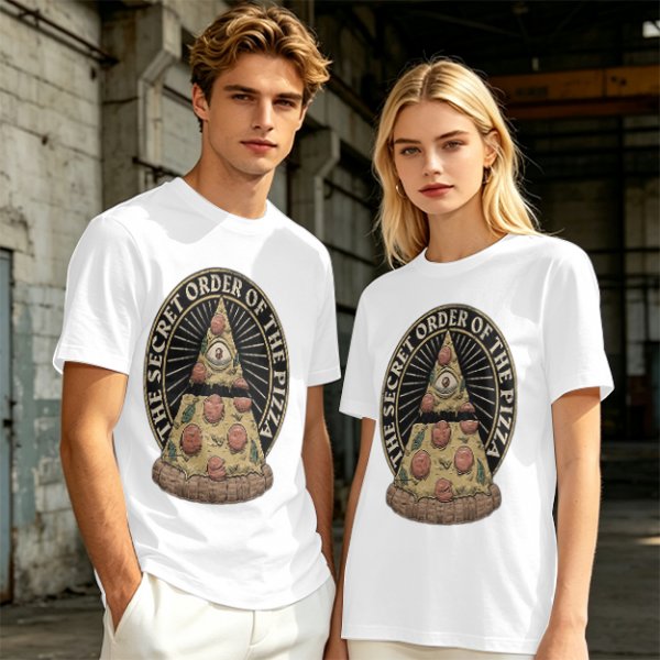 Olive T-Shirt With The Secret Order Of The Pizza All-Seeing Eye Print