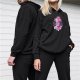 Black Hoodie With Purple And Pink Anime Style Graphic Print