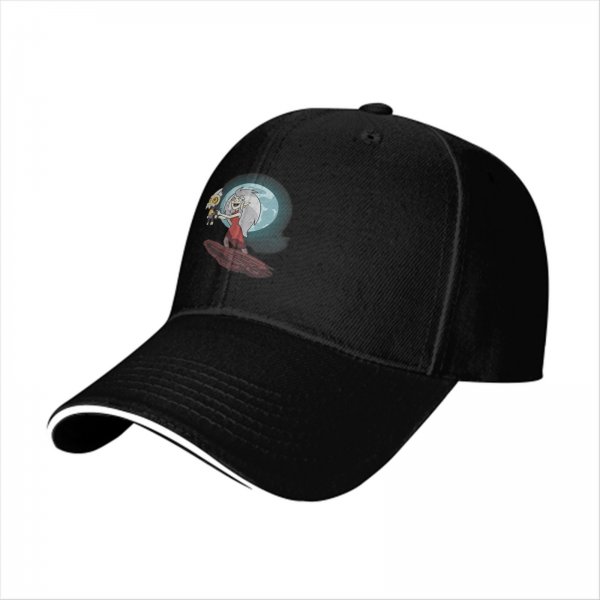 Black baseball cap with The Owl House Eda and King graphic print