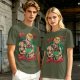 Olive T-shirt with He-Man and Battle Cat Graphic Print