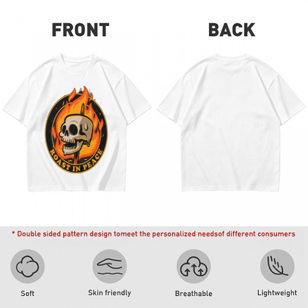 Olive T-Shirt With Roast In Peace Flaming Skull Graphic