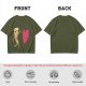 Olive T-Shirt with Dancing Pizza Slice and Heart Graphic