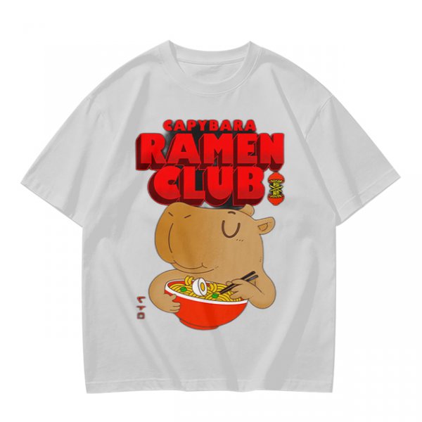 Capybara Ramen Club T-Shirt with Cute Capybara Eating Ramen Design