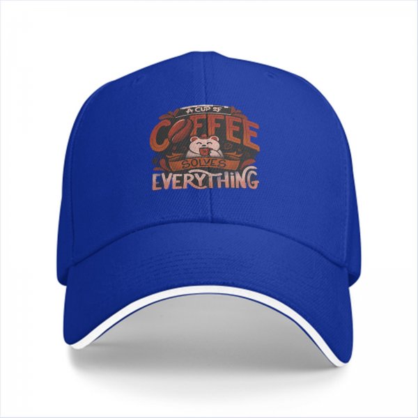 Black baseball cap with coffee solves everything bear graphic