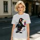 Olive T-Shirt With Cosmic Penguin And Ice Cream Print