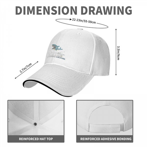 Black Baseball Cap With Shark Graphic And Dolphin Text Print