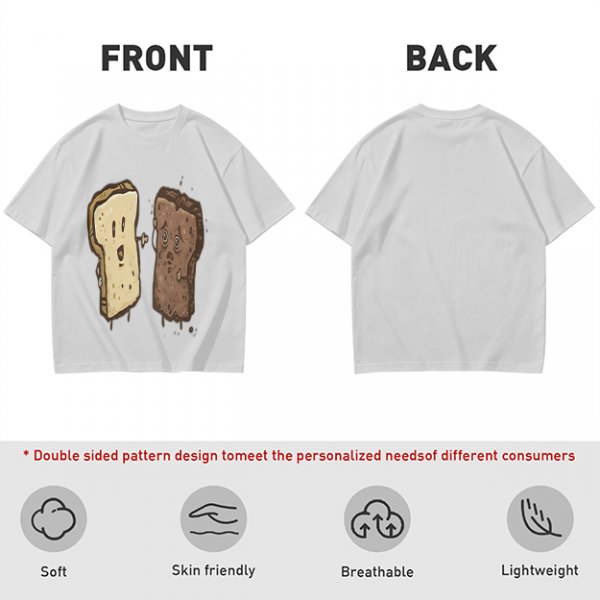 Olive T-Shirt With Surprised Light And Sad Burnt Bread Slices Graphic