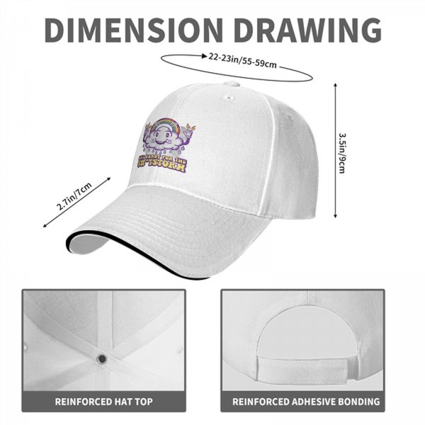 Black baseball cap with funny cloud rainbow storm graphic