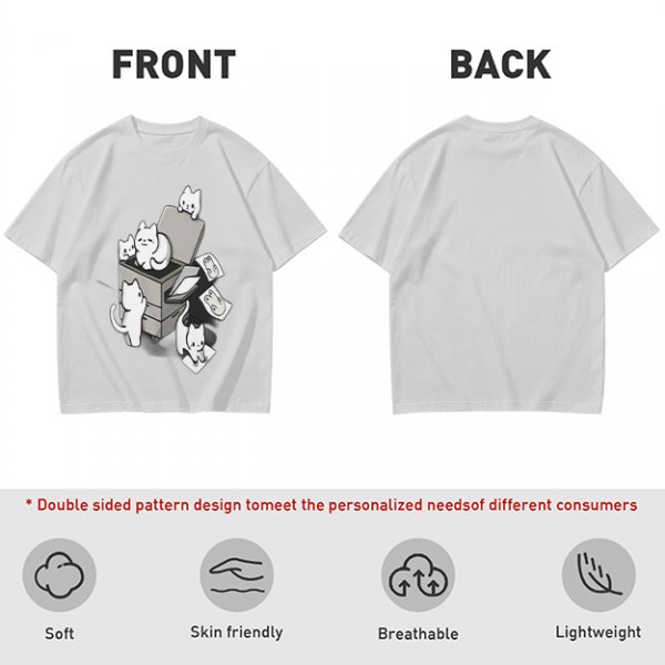 Olive T-Shirt With Playful Cats Emerging From Printer Graphic