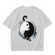 Olive T-Shirt with Yin Yang Cats and Spilled Coffee Cups Print