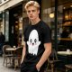 Olive T-shirt with Cute Kawaii Ghost Graphic Print