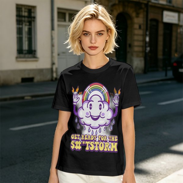 Get Ready For The Shitstorm Cloud Rainbow Graphic T-Shirt