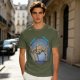 Olive T-Shirt With Rocking Stone Alien Robot And Amaze Text Print