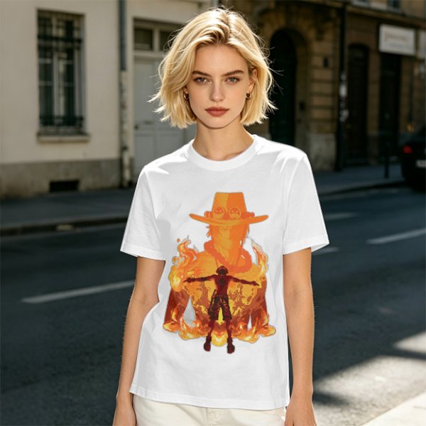 One Piece Ace Fire Silhouette Graphic T-Shirt