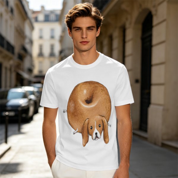Olive Green T-Shirt With Donut Shaped Beagle Print