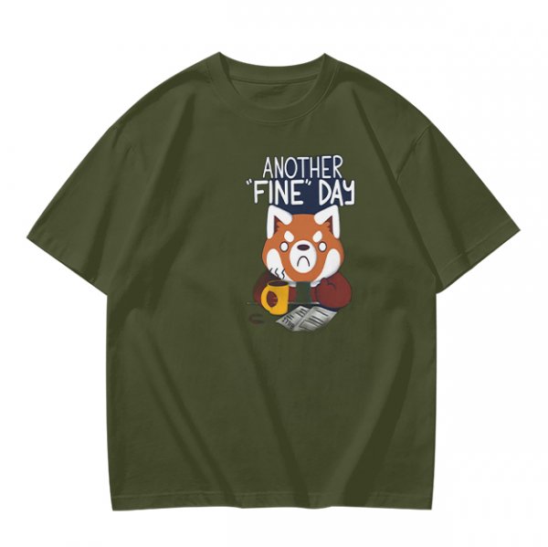 Olive T-Shirt With Another Fine Day Red Panda Coffee Print