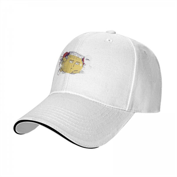 Black Baseball Cap With Saitama 'Ok' Meme Graphic Print