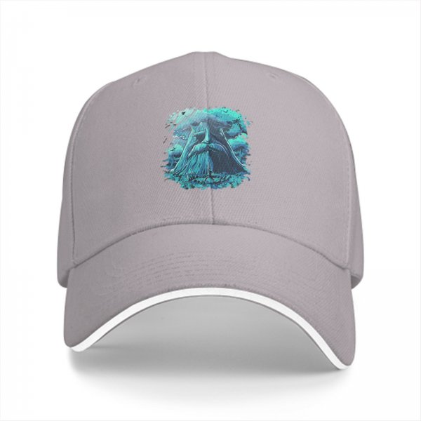 Black Baseball Cap With Turquoise Ancient Wise Man Face Art Print