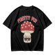 Olive green graphic t-shirt with 'Pretty Fly' and cool mushroom print