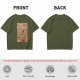 Olive T-shirt with Vintage Yokai Ramen Bowl Graphic Print