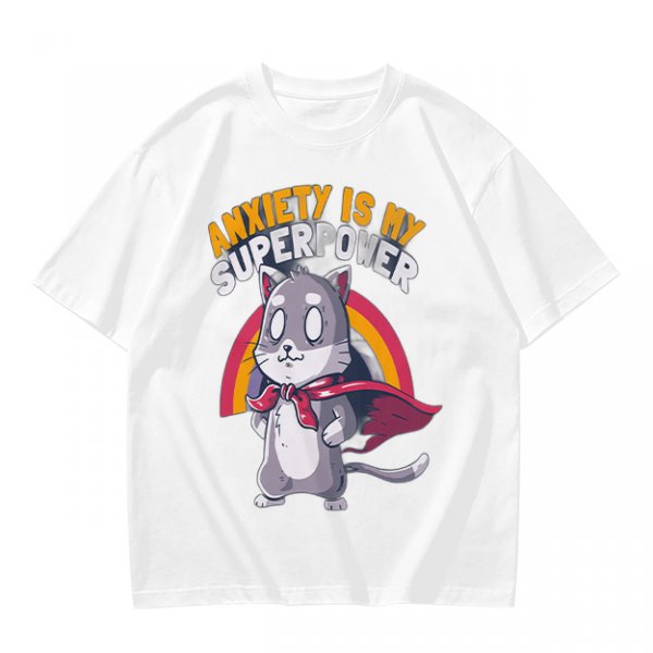 Anxiety Is My Superpower Cat Graphic T-Shirt
