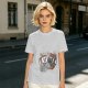 Olive T-Shirt with Retro Cartoon Coffee Cup Characters Graphic