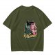 Olive green graphic t-shirt with 'Let's be Wicked Together' witch design