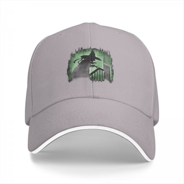 Black Baseball Cap with Spooky Witch Silhouette Halloween Print