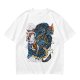 Olive Anime Dragon Graphic Short Sleeve T-Shirt