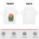 Olive green t-shirt with a cartoon burning box graphic
