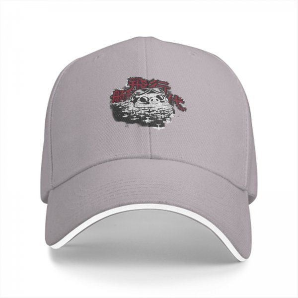 Black baseball cap with vintage pig pilot and aircraft graphic