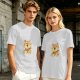 Olive Green T-Shirt with Cute Tiger Holding Coffee Mug Print