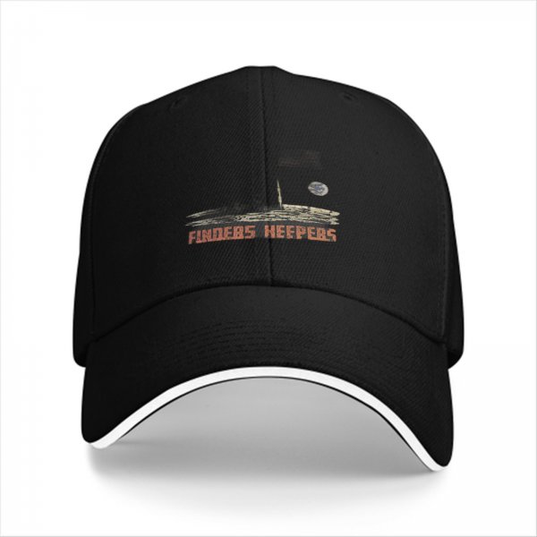 Black baseball cap with Finders Keepers boat graphic