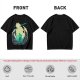 Anime Silhouette Graphic Olive Green Short Sleeve T-Shirt