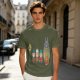 Olive T-shirt with cartoon characters print featuring Totoro and small figures