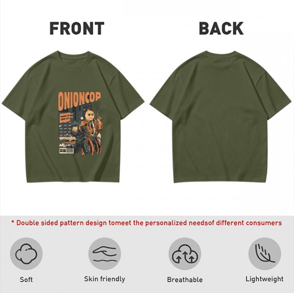 Onion Cop Graphic Tee with Retro Comic Style Artwork