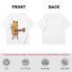 Olive T-shirt with Cute Orange Cat Playing Guitar Graphic