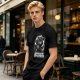 Olive T-Shirt with Black Cat Wizard 'Master of the Dork Arts' Print