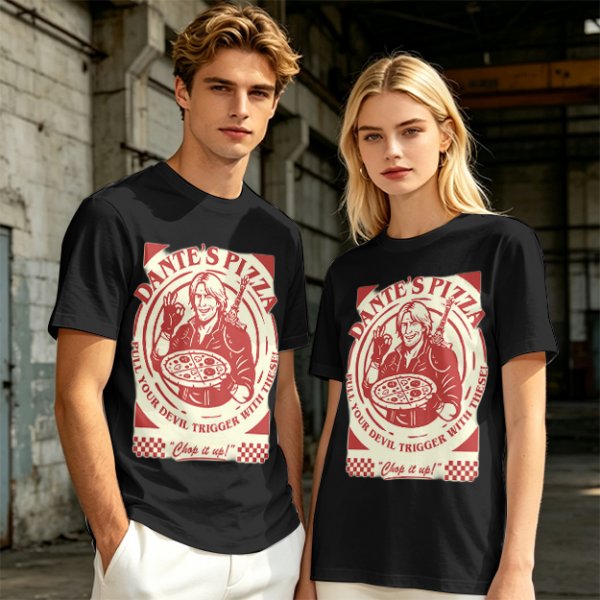 Dante's Pizza Devil Trigger Themed Graphic T-Shirt