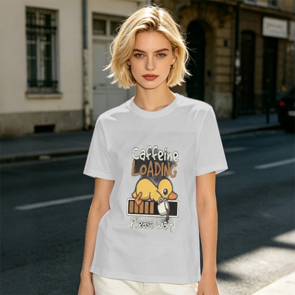 Caffeine Loading Duck Graphic T-Shirt for Coffee Lovers