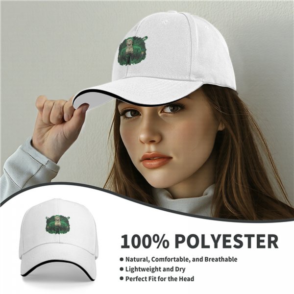 Black baseball cap with One Piece Roronoa Zoro graphic print