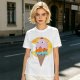 Olive T-Shirt With Melting Ice Cream Ghost Graphic Design