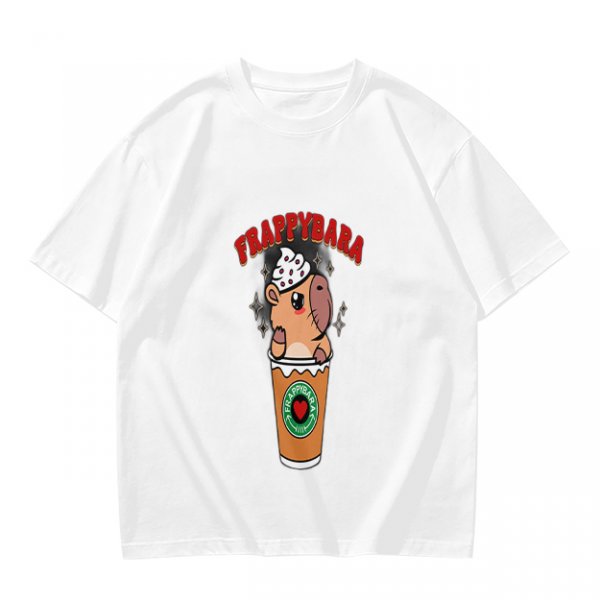 Olive T-Shirt With Capybara Frappuccino Graphic Print
