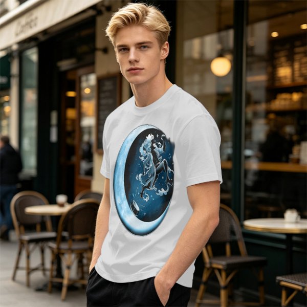 Olive T-Shirt With Crescent Moon And Dancing Spirit Graphic