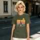 Olive T-Shirt With Retro Sunset Fantasy Castle Graphic